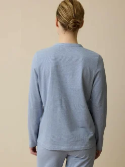 Schlafshirt aus Bio-Baumwolle, 89 meerblau/weiß ringel, S, GOTS