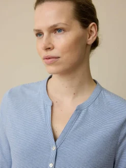 Schlafshirt aus Bio-Baumwolle, 89 meerblau/weiß ringel, S, GOTS