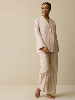 Schlafshirt aus Bio-Baumwolle, 88 cranberry gestreift, L, GOTS