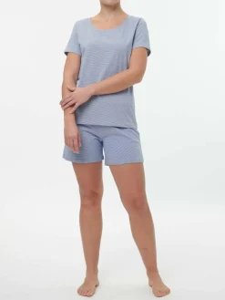 Schlafshirt aus Bio-Baumwolle, 89 meerblau-weiss ringel, S, GOTS