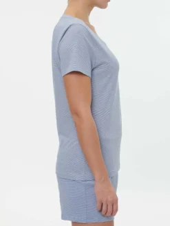 Schlafshirt aus Bio-Baumwolle, 89 meerblau-weiss ringel, S, GOTS