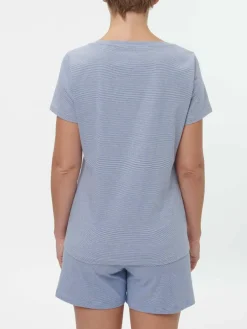 Schlafshirt aus Bio-Baumwolle, 89 meerblau-weiss ringel, S, GOTS