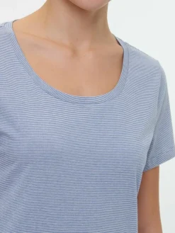 Schlafshirt aus Bio-Baumwolle, 89 meerblau-weiss ringel, S, GOTS