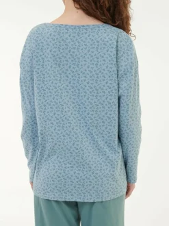 Schlafshirt aus Bio-Baumwolle, 91 blumendruck himmelblau, S, GOTS