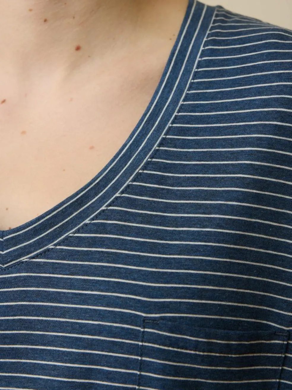 Schlafshirt aus Bio-Baumwolle, 84 blau/natur melange ringel, L, GOTS