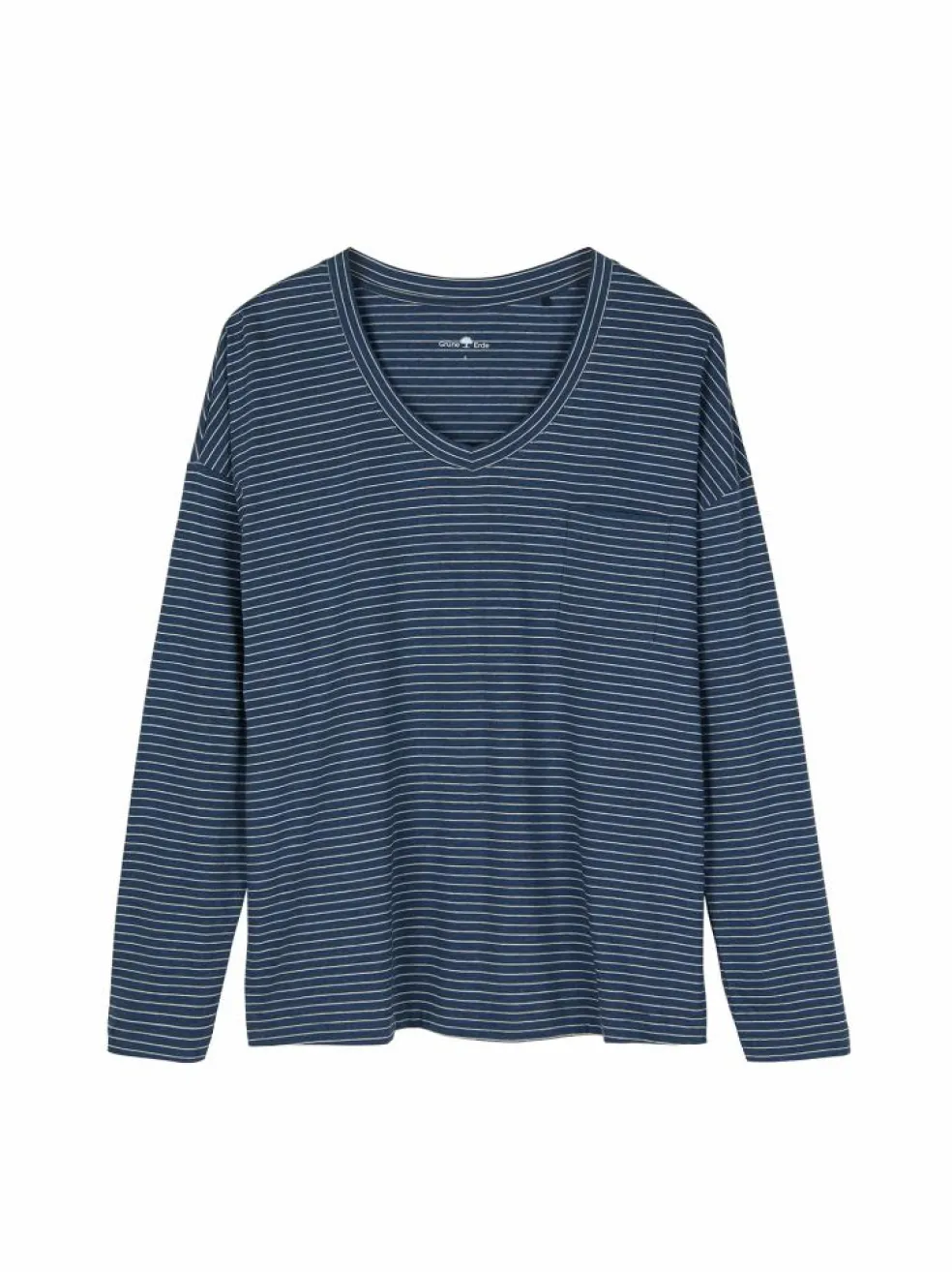 Schlafshirt aus Bio-Baumwolle, 84 blau/natur melange ringel, L, GOTS