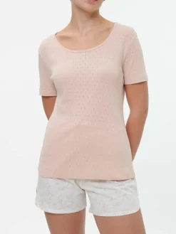 Schlafshirt Kurzarm aus Bio-Baumwolle, 91 rosenquarz, S; GOTS