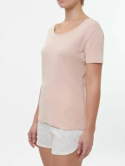 Schlafshirt Kurzarm aus Bio-Baumwolle, 91 rosenquarz, S; GOTS