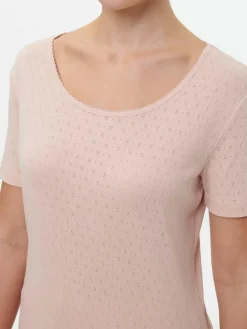 Schlafshirt Kurzarm aus Bio-Baumwolle, 91 rosenquarz, S; GOTS