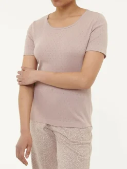 Schlafshirt Kurzarm aus Bio-Baumwolle, 87 mauve, S