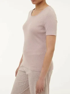 Schlafshirt Kurzarm aus Bio-Baumwolle, 87 mauve, S