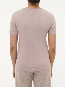 Schlafshirt Kurzarm aus Bio-Baumwolle, 87 mauve, S