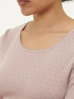 Schlafshirt Kurzarm aus Bio-Baumwolle, 87 mauve, S