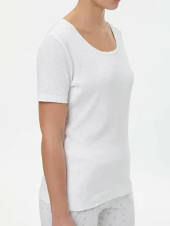 Schlafshirt Kurzarm aus Bio-Baumwolle, 11 weiß, S, GOTS