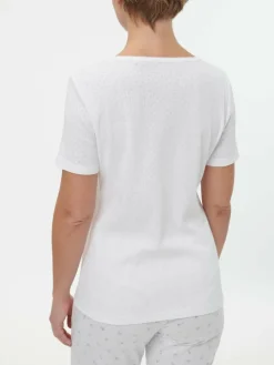 Schlafshirt Kurzarm aus Bio-Baumwolle, 11 weiß, S, GOTS