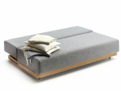 Schlafsofa Nebo B200 x T108 x H72, Sitzhöhe 42cm/Sitztiefe 85cm, inkl. 2 Kissen (80 x 55cm), Wollstoff Tano Natur (79), Buche