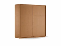 Schrank Akumi, Eckig mit Schiebetüren, Türfüllung Holz, B186,6xT66,9xH200,3cm, inkl. Grundausstattung Buche