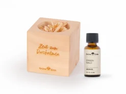 Set: Zirbenwürfel "Zeit zum Durchatmen" mit Zirbenflocken + Zirbenwald Öl