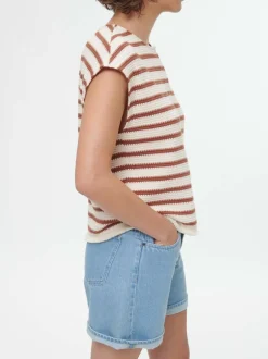 Shirt aus Bio-Baumwolle, 56 offwhite/kastanie jacquard ringel, 38, GOTS