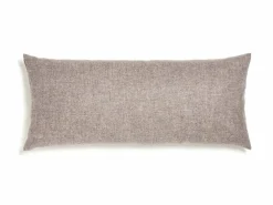 Sofakissen-Überzug, 35 x 80 cm, Wollstoff Tano Natur (79), mit verdeckter Knopfleiste