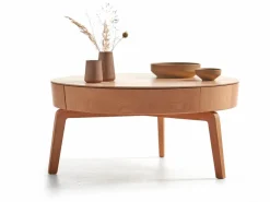 Sofatisch Mitsu, Ø 80 cm, mit einer Schublade, Buche