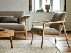 Sofatisch Mitsu, Ø 80 cm, mit einer Schublade, Buche