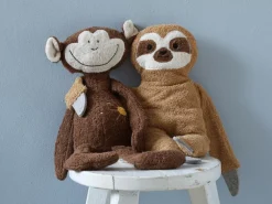 Sonnenschein-Affe Abu mit gelber Sonne, ca. 50 cm, Bezug: 100 % Baumwolle, Füllung: 100 % Schurwolle (Schaf), GOTS