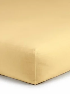 Spannleintuch ALIZA, vanillegelb, 90/100 x 200/220 x 22/28 cm, 97 % Baumwolle/3 % Elasthan, Jersey, GOTS, VEGAN