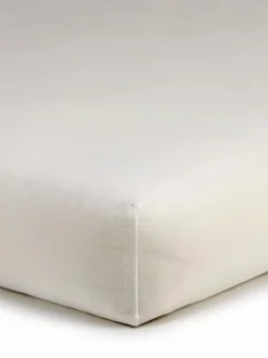 Spannleintuch ALIZA, weiß, 90/100 x 200/220 x 22/28 cm, 97 % Baumwolle/3 % Elasthan, Jersey, GOTS, VEGAN