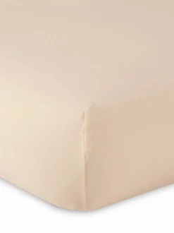 Spannleintuch HANNAH Pur, sesam, 90/100 x 190/200 x 15/21 cm, 100 % Baumwolle, Jersey, GOTS