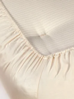 Spannleintuch MAYA, natur, 90 x 200 x 19/22 cm, 100 % Baumwolle, Satin, GOTS