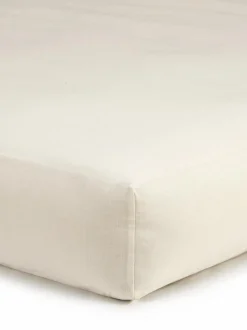 Spannleintuch VALENTIN, weiß, 90 x 200 x 19 cm, 50 % Baumwolle/50 % Leinen, Halbleinen, GOTS