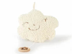 Spieluhr Wölkchen mit Lied "Schlaf Kindchen Schlaf", ca. 25 cm, Bezug: 100 % Baumwolle, Baumwolle kbA, Füllung: 100 % Schurwolle (Schaf), Schurwolle kbT