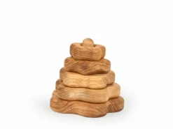 Stapelturm Blume aus Eschenholz, 10 x 11 cm