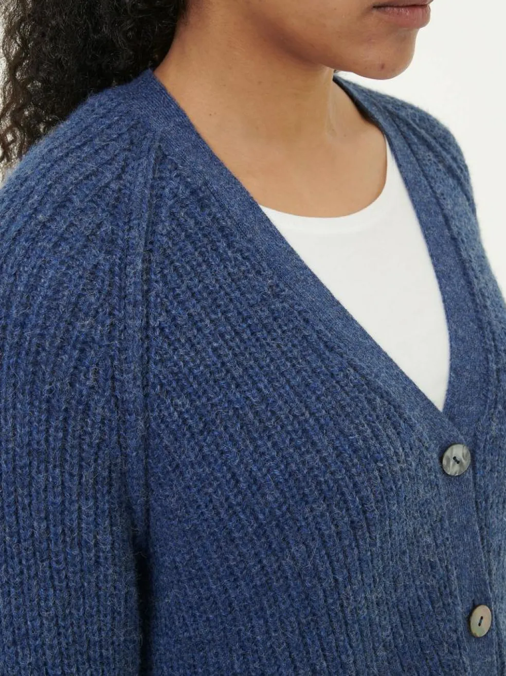 Strickjacke aus Alpakawolle, 05 blau melange, S