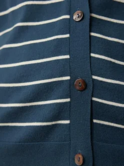 Strickjacke aus Bio-Baumwolle, 55 ringel blau-perlmut, S, GOTS