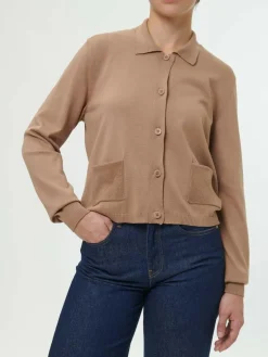 Strickjacke aus Bio-Baumwolle, 21 nougat, S, GOTS