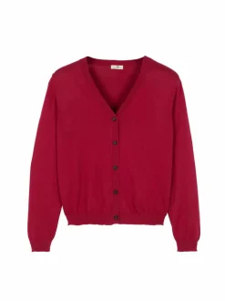 Strickjacke aus Bio-Baumwolle, 28 weinrot, S, GOTS