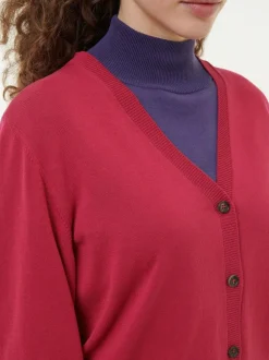 Strickjacke aus Bio-Baumwolle, 28 weinrot, S, GOTS