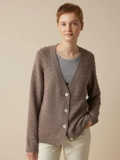 Strickjacke aus Bio-Baumwolle, 05 mauve, L, GOTS