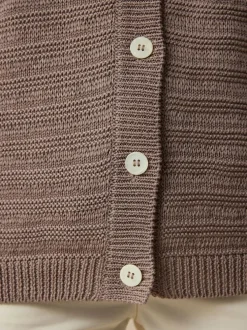 Strickjacke aus Bio-Baumwolle, 05 mauve, L, GOTS