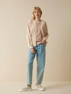 Strickjacke aus Bio-Baumwolle, 52 ringel crème-mahagoni, S, GOTS