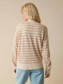 Strickjacke aus Bio-Baumwolle, 52 ringel crème-mahagoni, S, GOTS