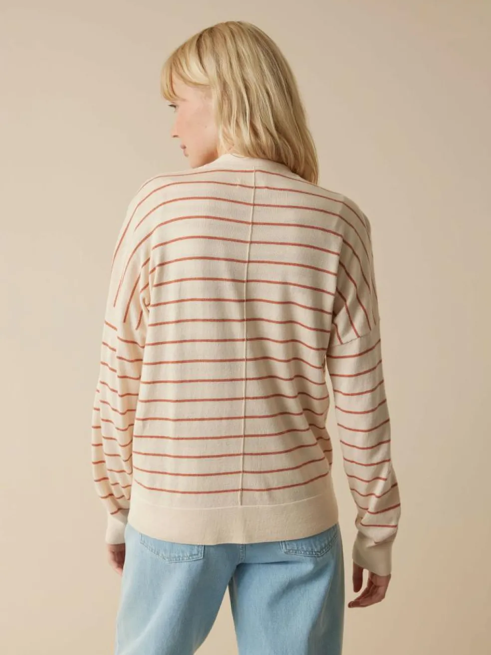 Strickjacke aus Bio-Baumwolle, 52 ringel crème-mahagoni, S, GOTS