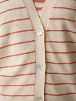 Strickjacke aus Bio-Baumwolle, 52 ringel crème-mahagoni, S, GOTS