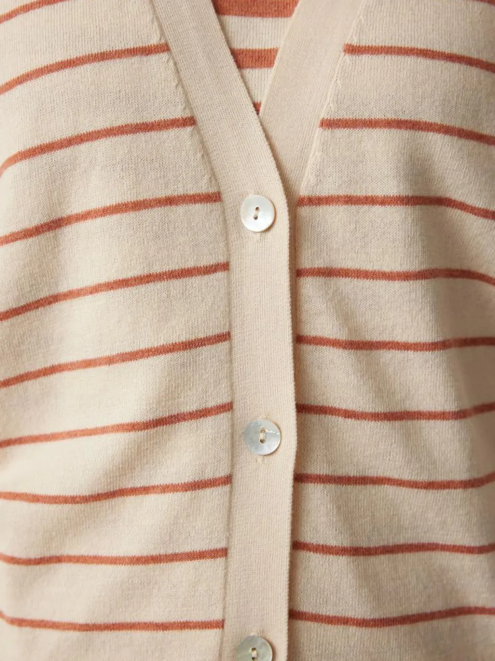 Strickjacke aus Bio-Baumwolle, 52 ringel crème-mahagoni, S, GOTS