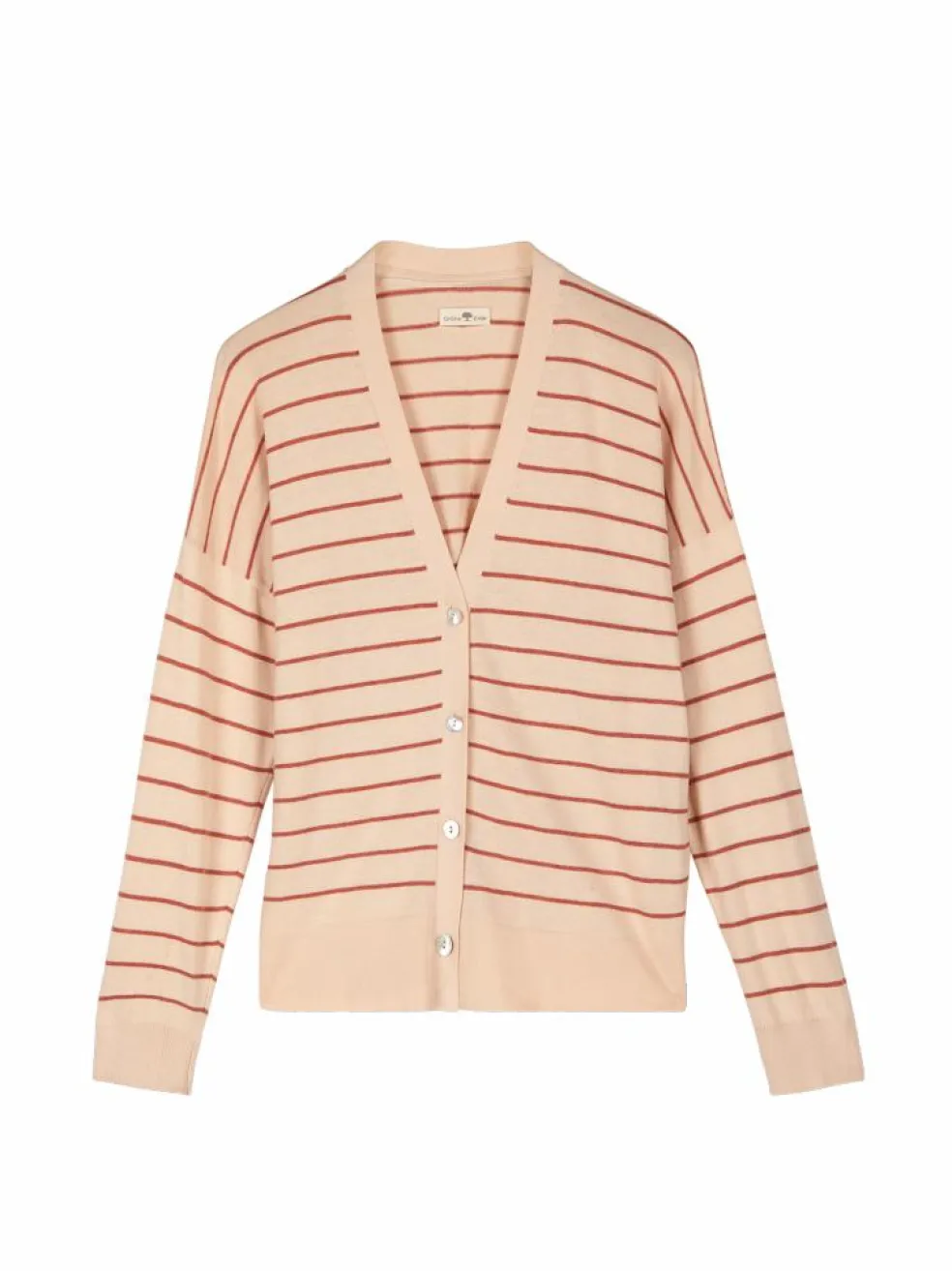 Strickjacke aus Bio-Baumwolle, 52 ringel crème-mahagoni, S, GOTS