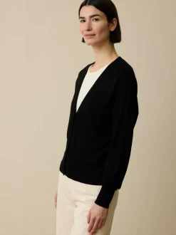 Strickjacke aus Bio-Wolle, 01 schwarz, S, GOTS