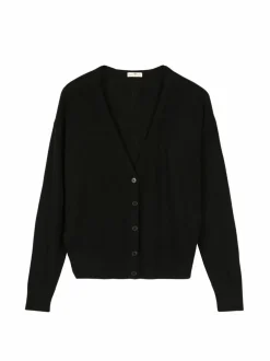 Strickjacke aus Bio-Wolle, 01 schwarz, S, GOTS