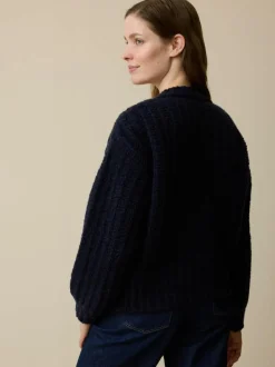 Strickjacke aus Bio-Wolle, 39 dunkelblau, L, GOTS